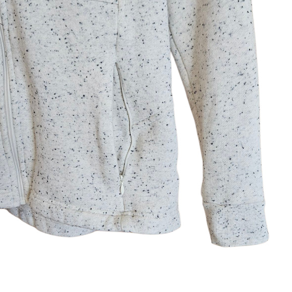 Talbots Hooded Fleece Jacket Sweatshirt Zippered Pockets Heathered Cream Medium - Picture 3 of 7